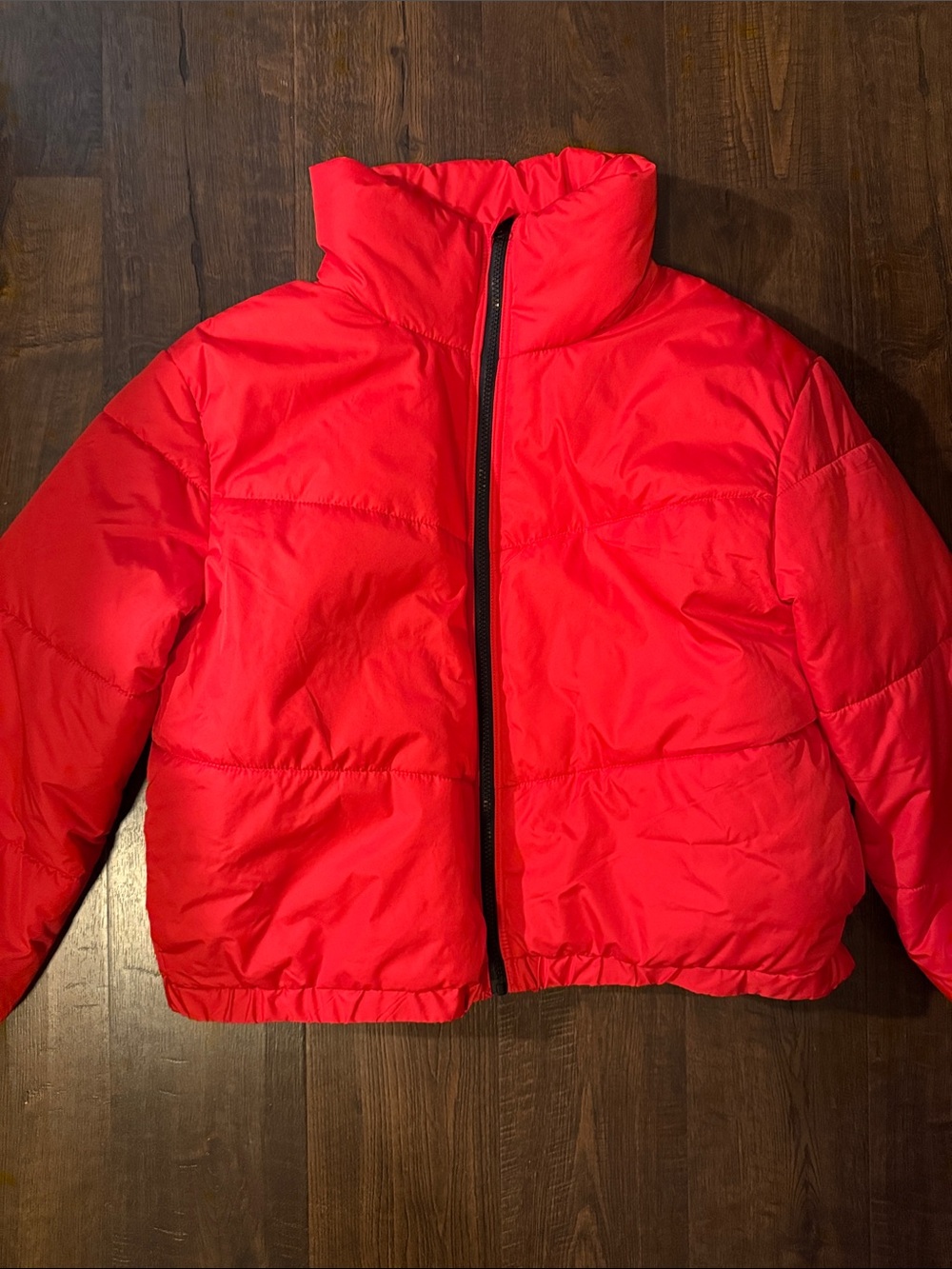 wild fable Bright Red Puffer Jacket - Short Boxy Fit